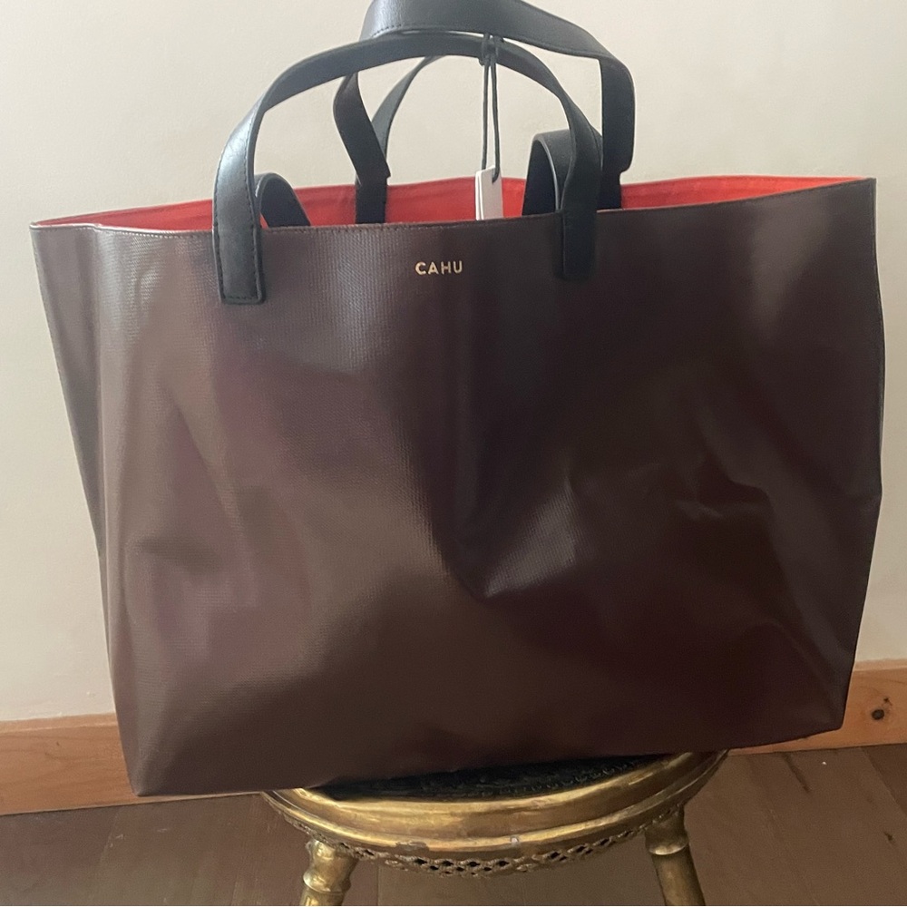NWT Cahu Brown and Red Tote Bag